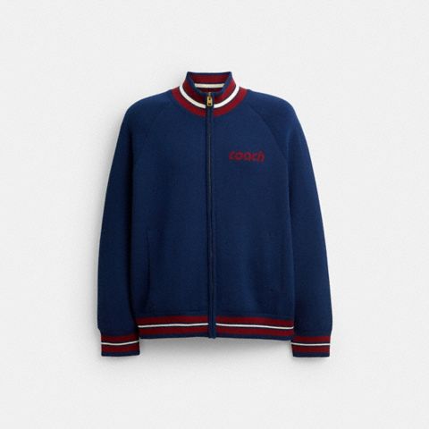 Мужские кардиганы Coach Zip Front Knit Cardigan In Organic Cotton And Recycled Polyester