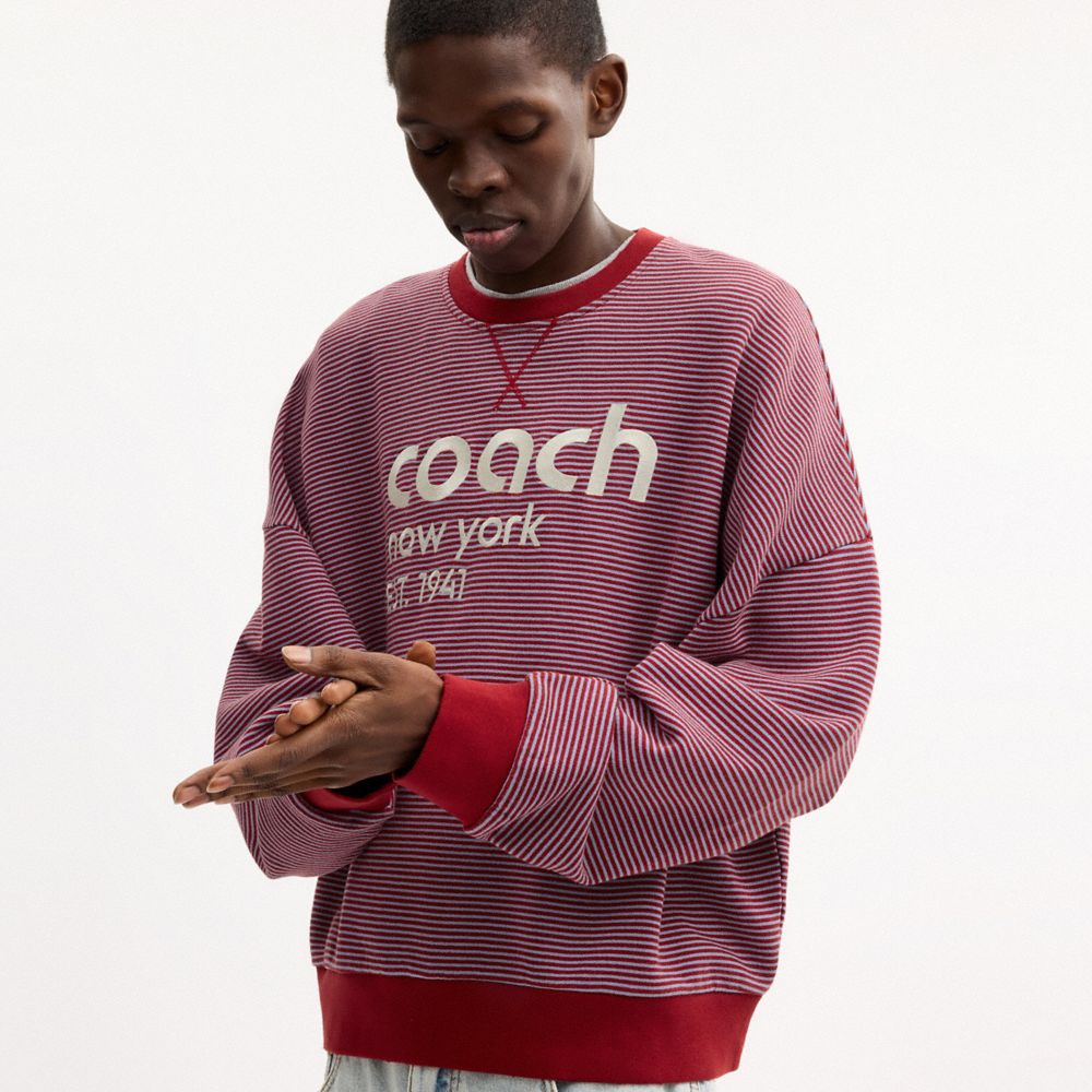 Мужские худи Coach Striped Crewneck Sweatshirt In Organic Cotton — фото 4