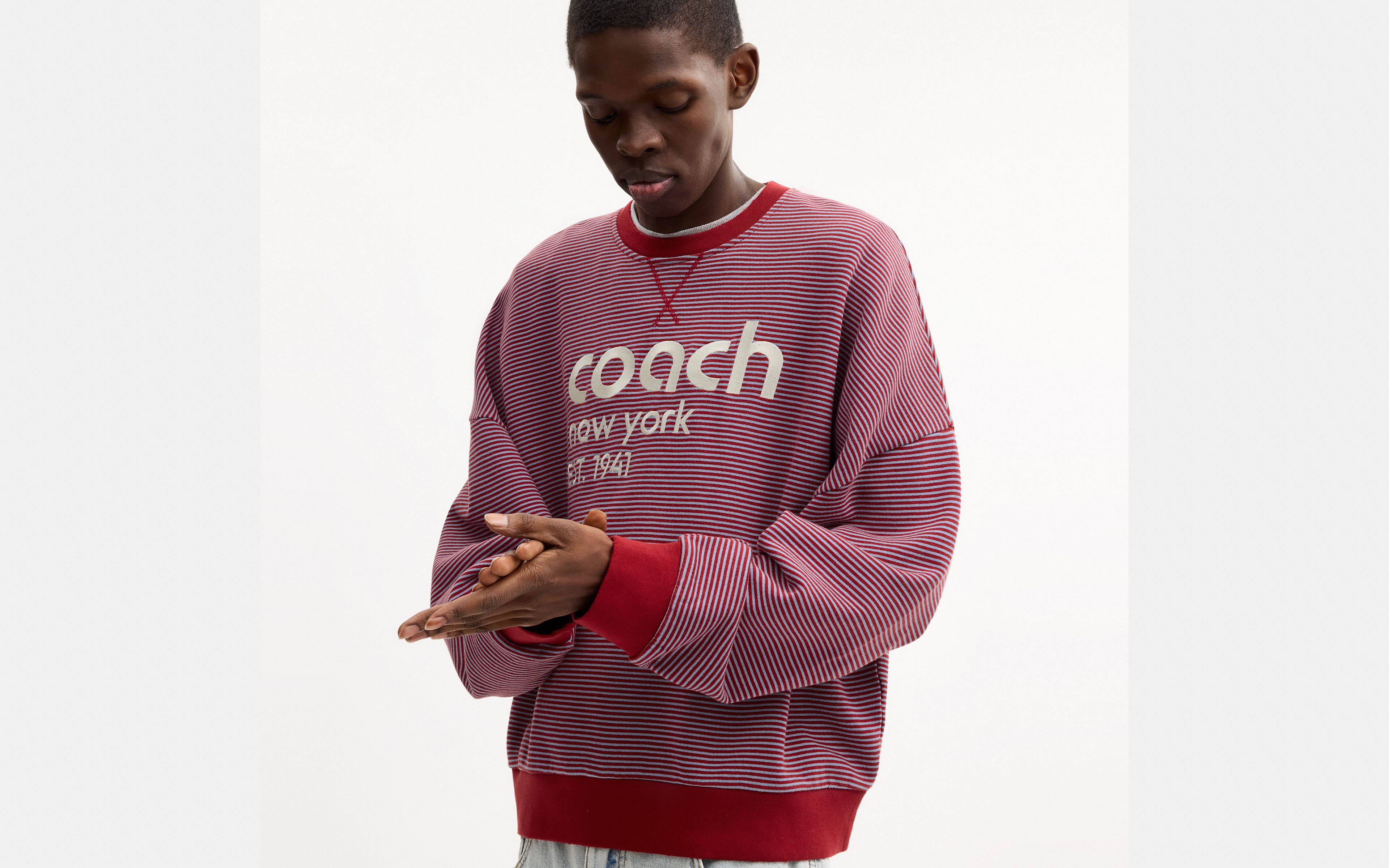 Striped Crewneck Sweatshirt In Organic Cotton