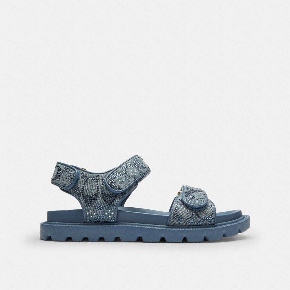 Женские сандалии Coach Brynn Sandal In Crystal Signature Denim — фото 2