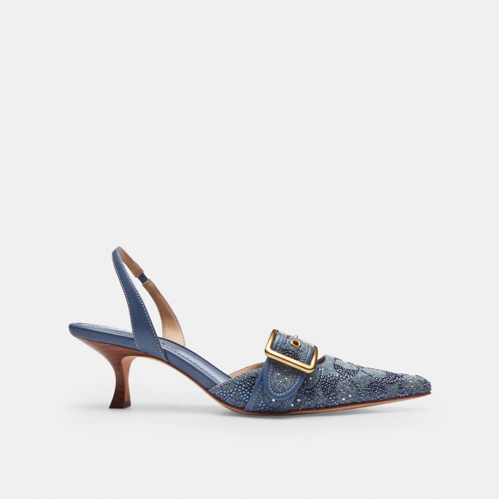 Coach Margot Slingback In Crystal Signature Denim — фото 2
