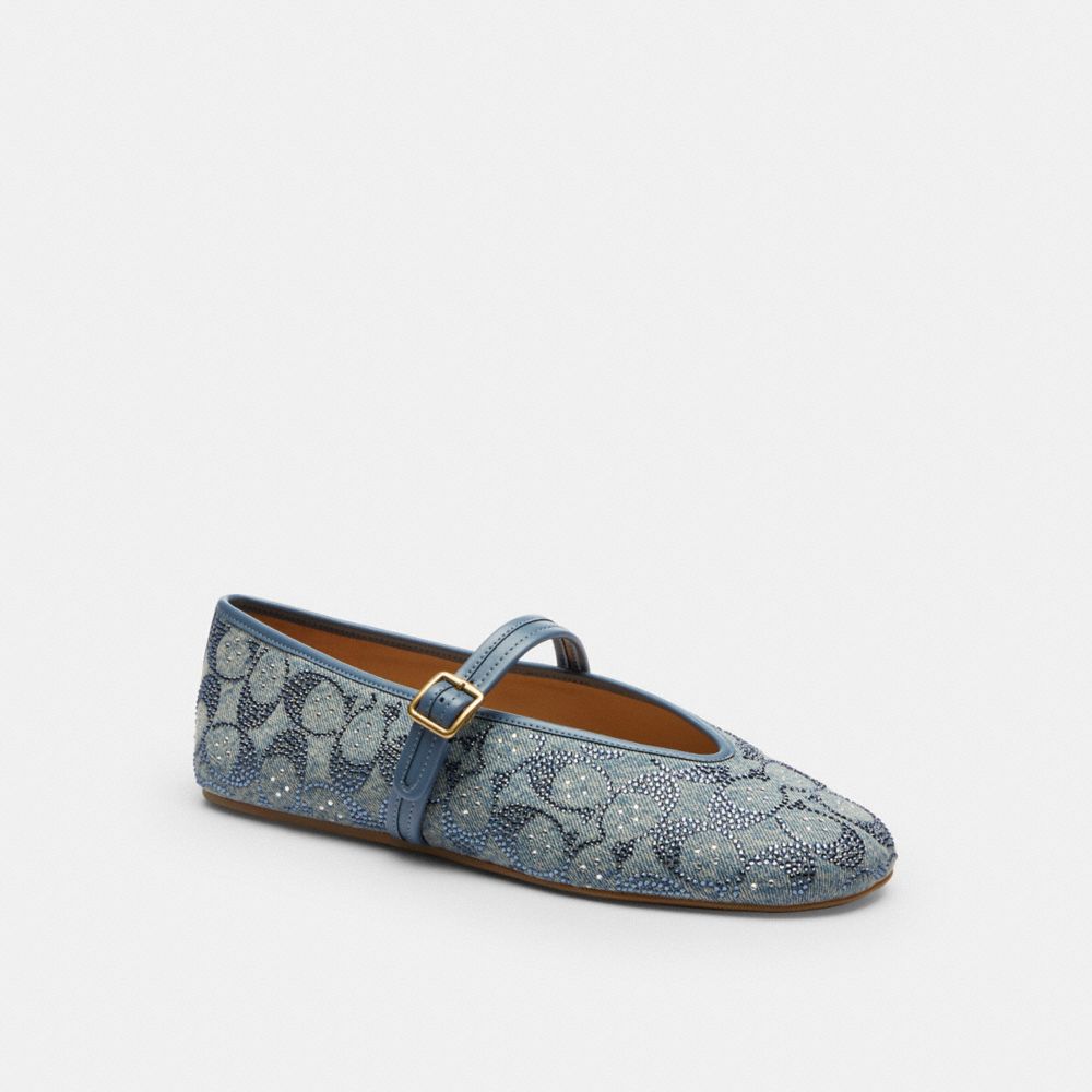 COACH&reg;,Mary Jane In Crystal Signature Denim,,Front View