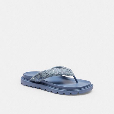 Женские сандалии Coach Brynn Thong Sandal In Crystal Signature Denim