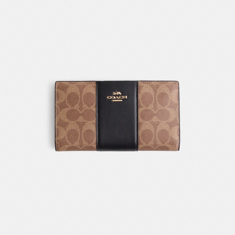 COACH®,Restored Slim Zip Wallet In Signature Canvas With Stripe,,Front View