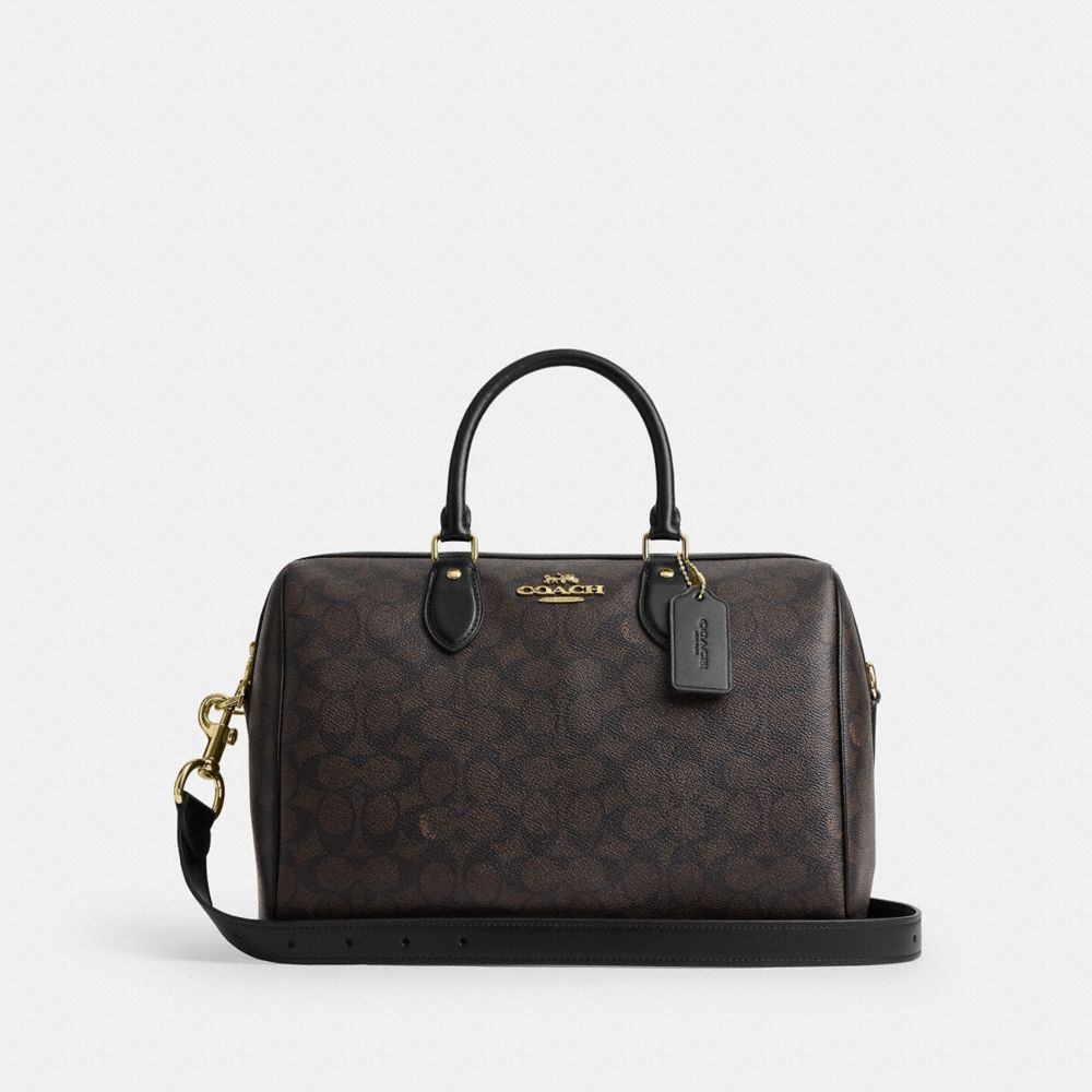 COACH®,Rowan Large Satchel Bag In Signature Canvas,,Front View