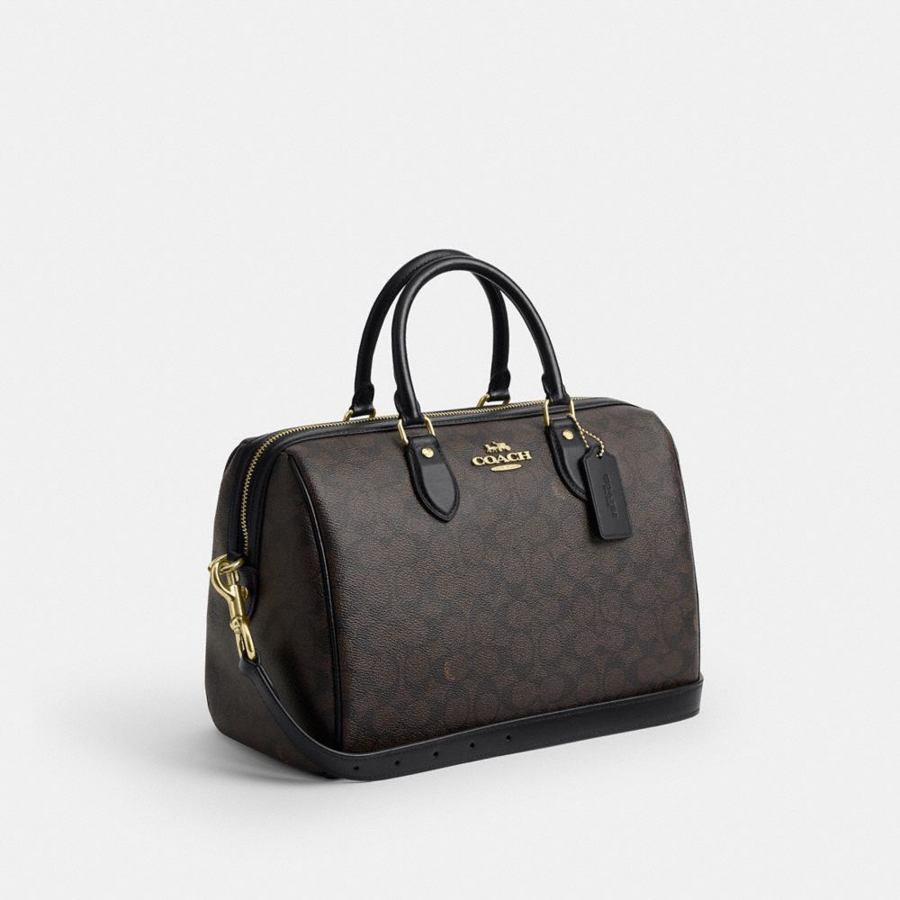 COACH®,Rowan Large Satchel Bag In Signature Canvas,,Angle View
