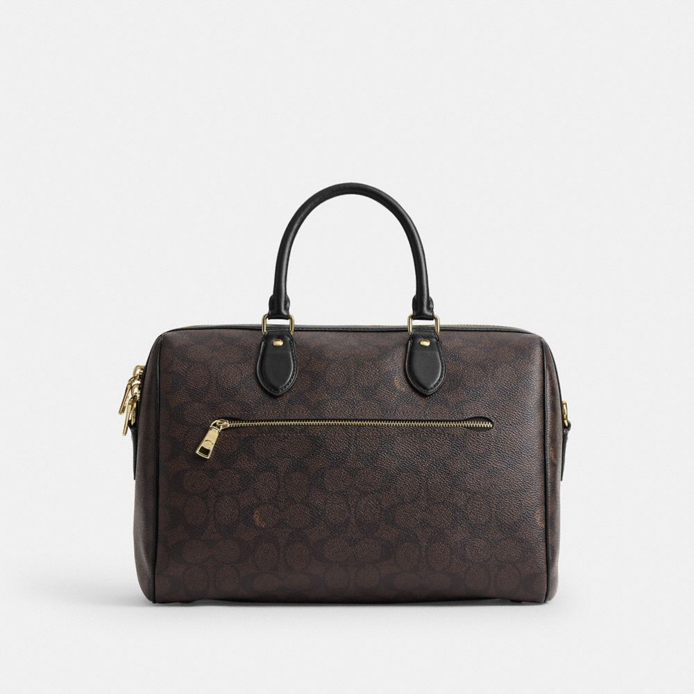 COACH®,Rowan Large Satchel Bag In Signature Canvas,,Back View
