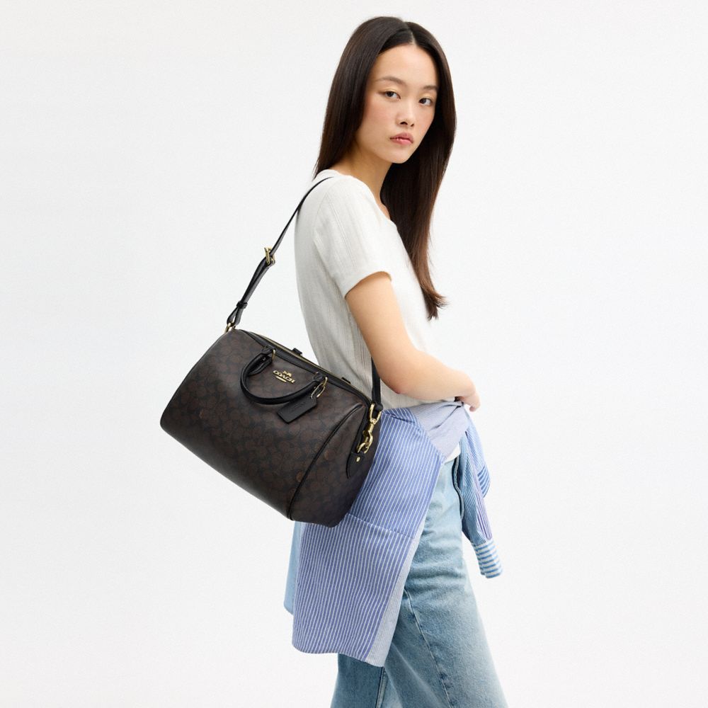 COACH®,Rowan Large Satchel Bag In Signature Canvas,,Detail View
