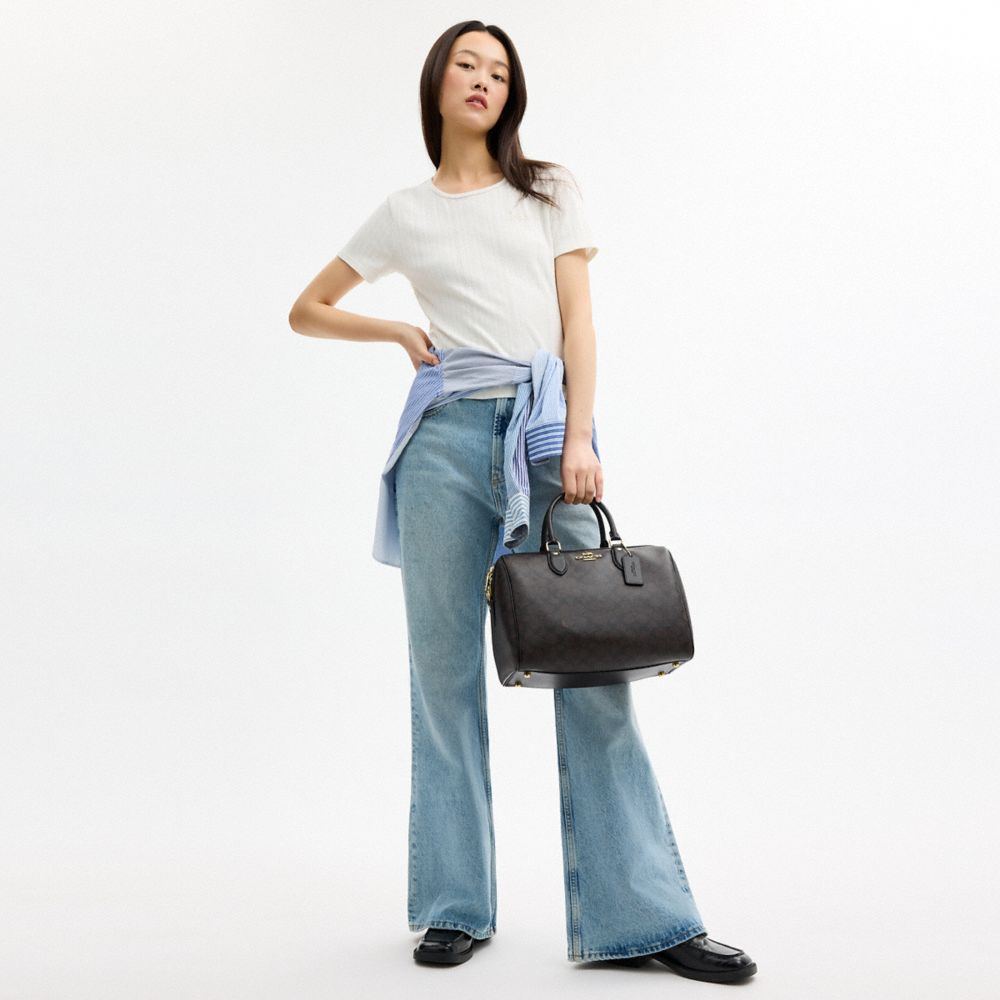 COACH®,Rowan Large Satchel Bag In Signature Canvas,,Detail View