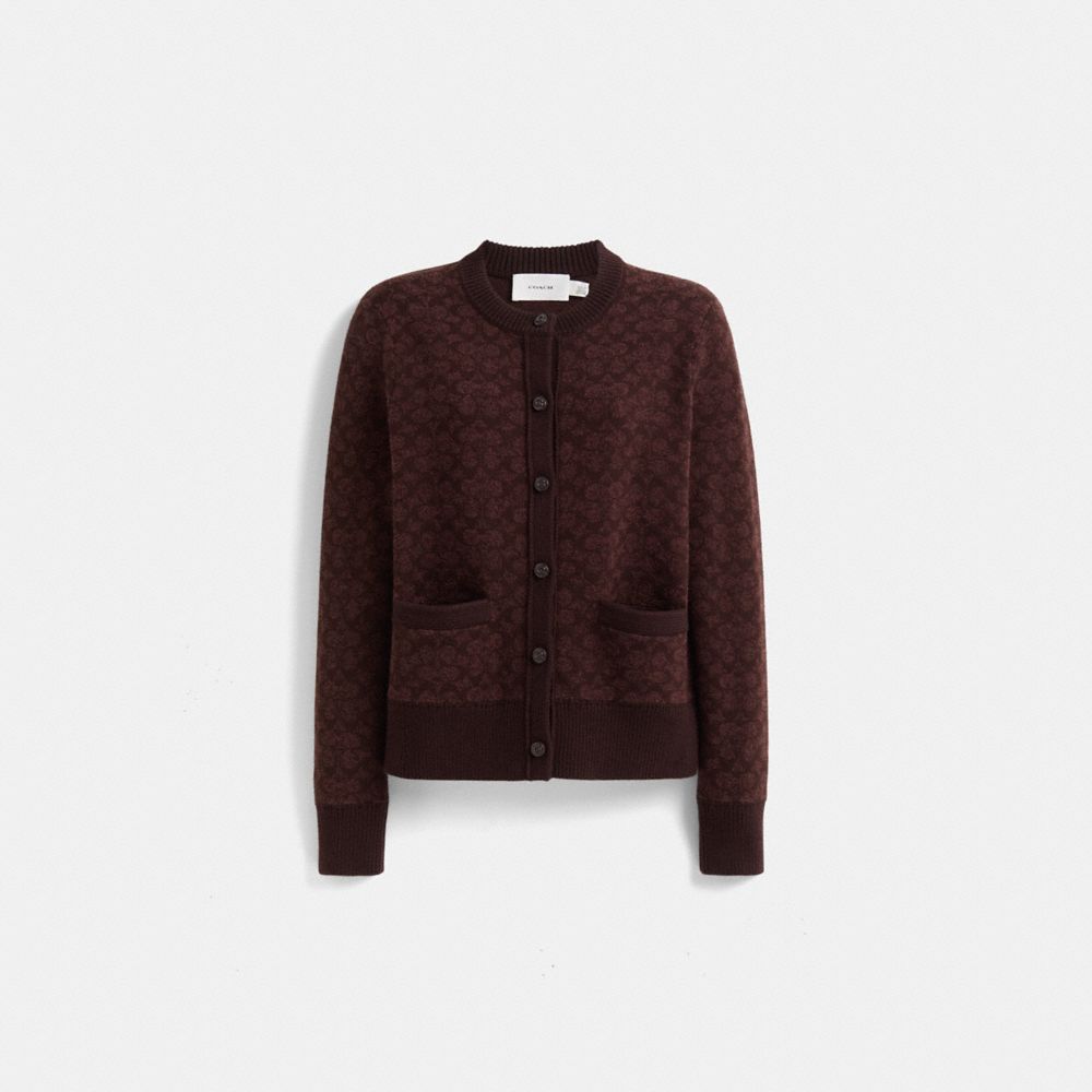 COACH®,Restored Signature Knit Cardigan,,Front View