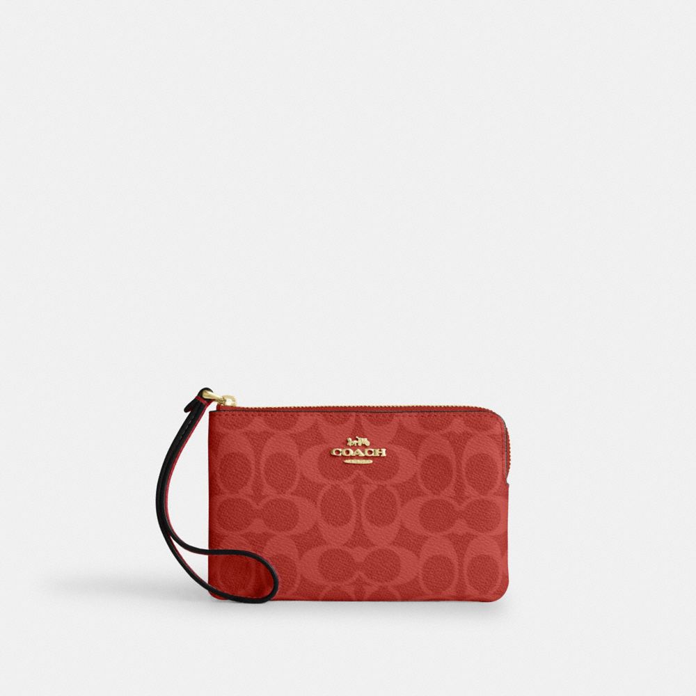 COACH®,Toile exclusive,Or/Cramoisi,Front View