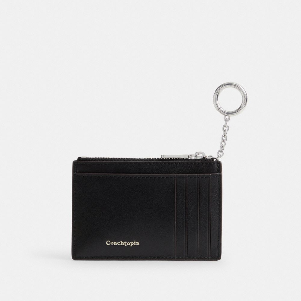 COACH®,Zip Card Case With Key Ring In Upcrafted Suede And Upcrafted Leather,,Back View