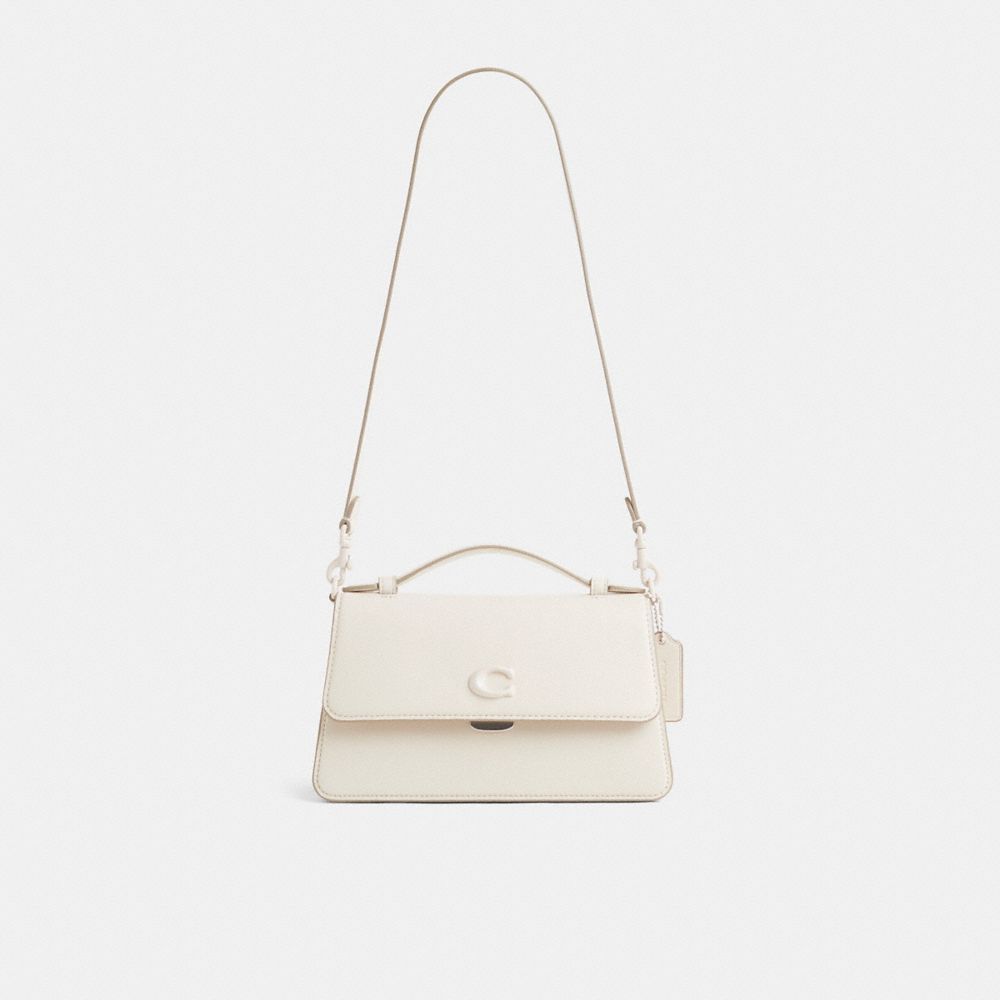COACH®,Restored Juno Bag,Leather,Crossbody,Logo,Adjustable,Sustainable,Silver Metal,Casual,,Front View