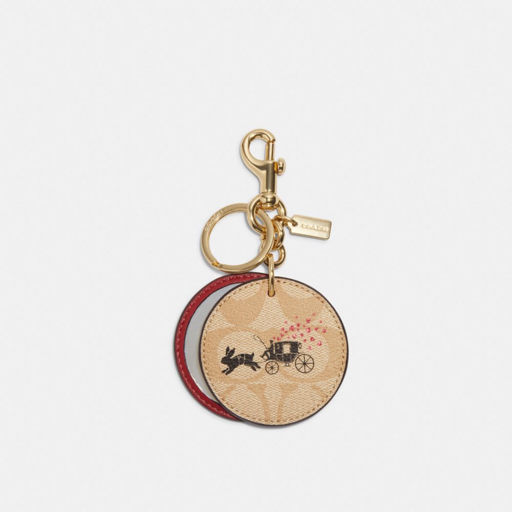 Lunar New Year Mirror Bag Charm In Signature Canvas With Rabbit And Carriage