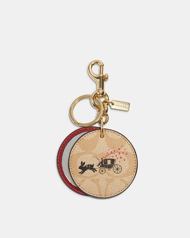 Lunar New Year Mirror Bag Charm In Signature Canvas With Rabbit And Carriage