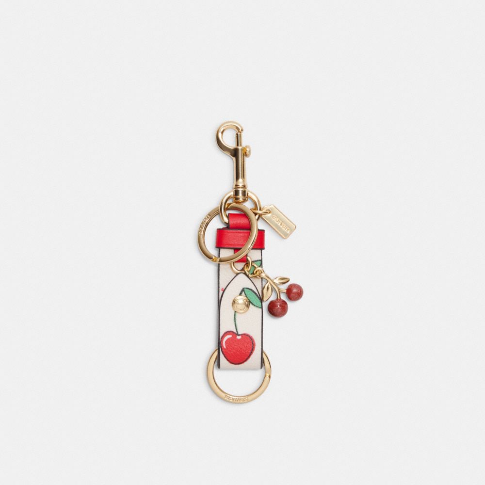 Coach Signature C Cherry Charm Loop Bag Keychain