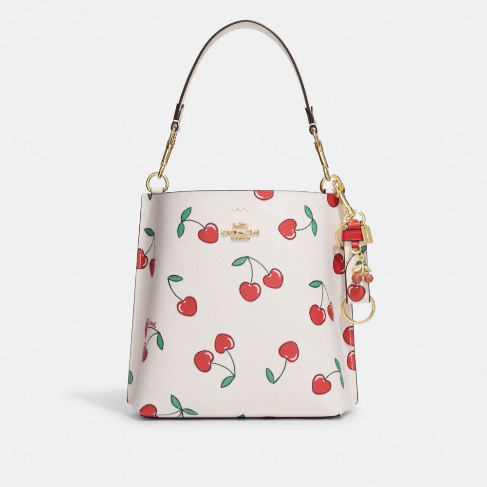 Coach Beige Cherry Print Signature Coated Canvas and Leather Heart  Crossbody Bag Coach