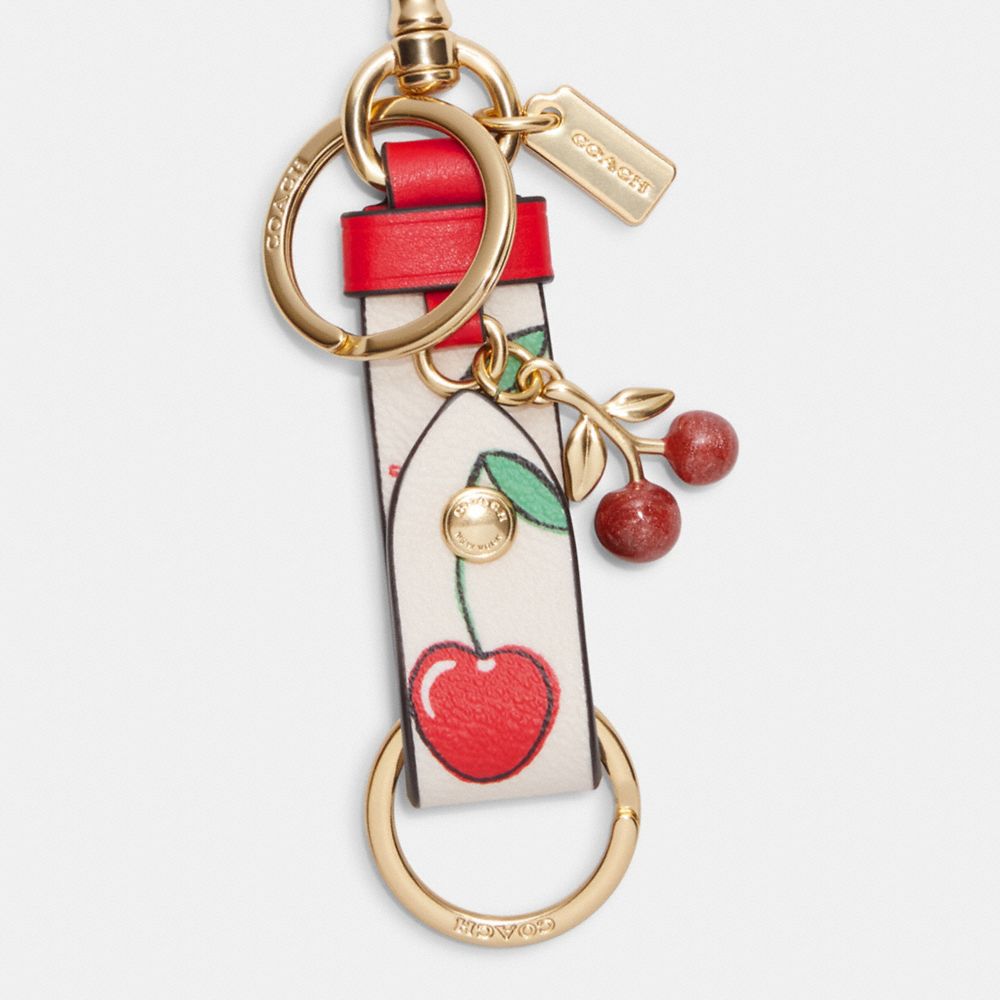 Coach Signature C Cherry Charm Loop Bag Keychain