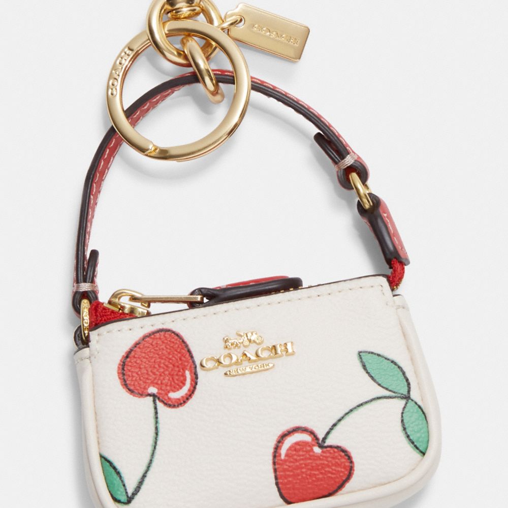 Mini Nolita Bag Charm With Heart Cherry Print