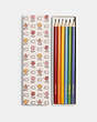 COACH®,PENCIL SET WITH BADLANDS FLORAL PRINT,Mini,Gold/Chalk Multi,Inside View,Top View