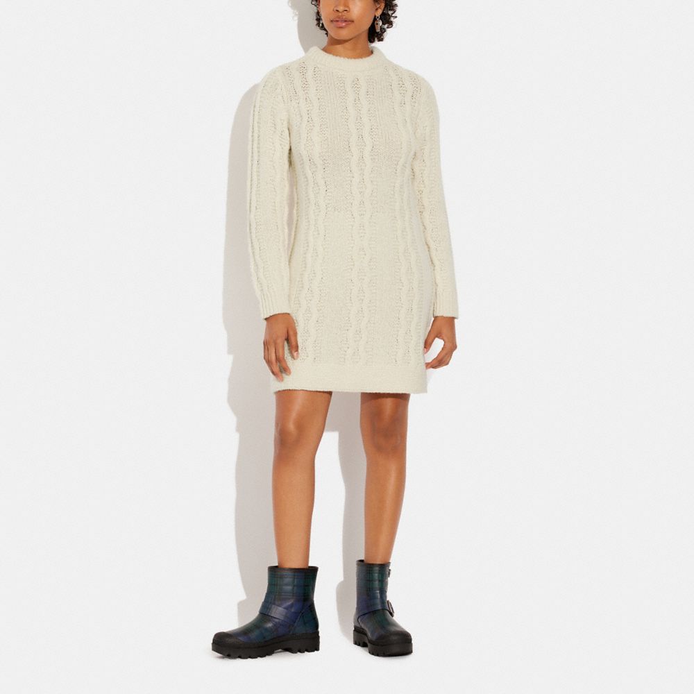 Memory Mile Cable Knit Sweater Dress (Cream) · NanaMacs