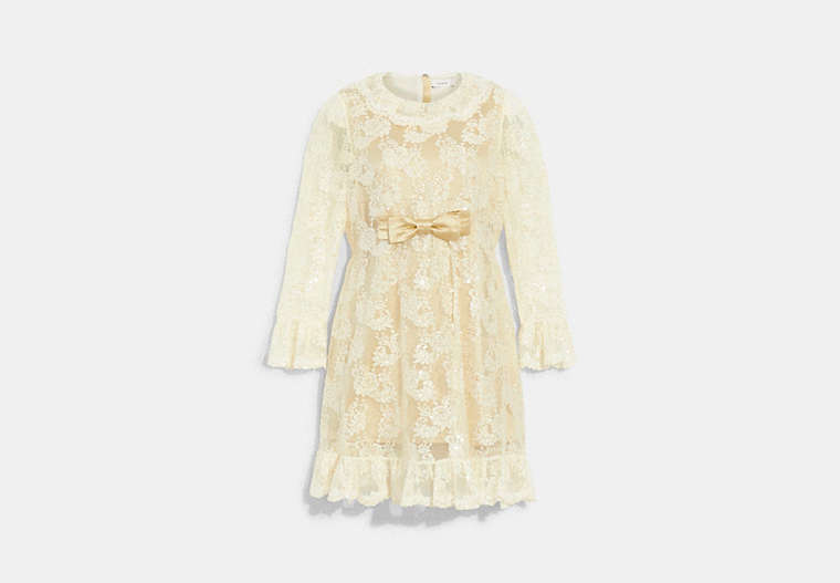 COACH®,EMBROIDERED LACE DRESS,Cotton/Silk,Cream,Front View