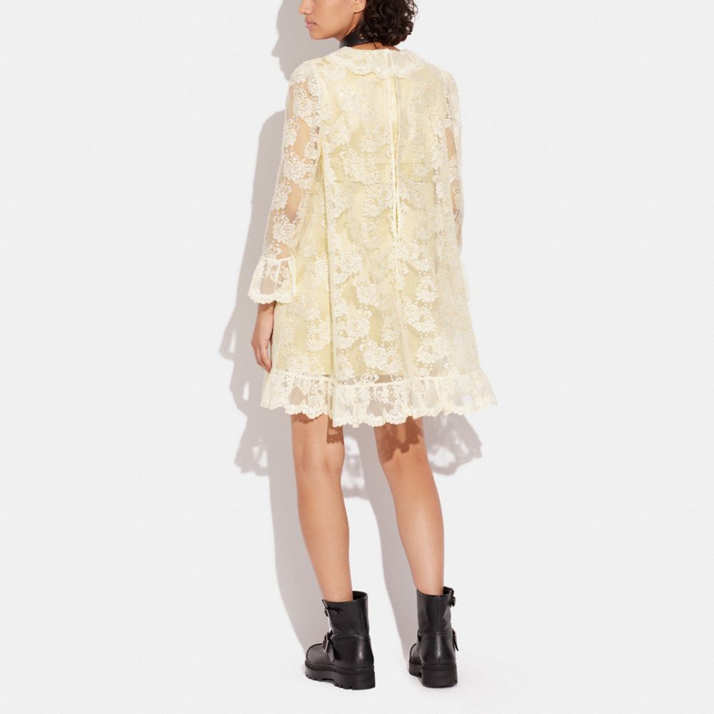 COACH®,EMBROIDERED LACE DRESS,Cream,Scale View