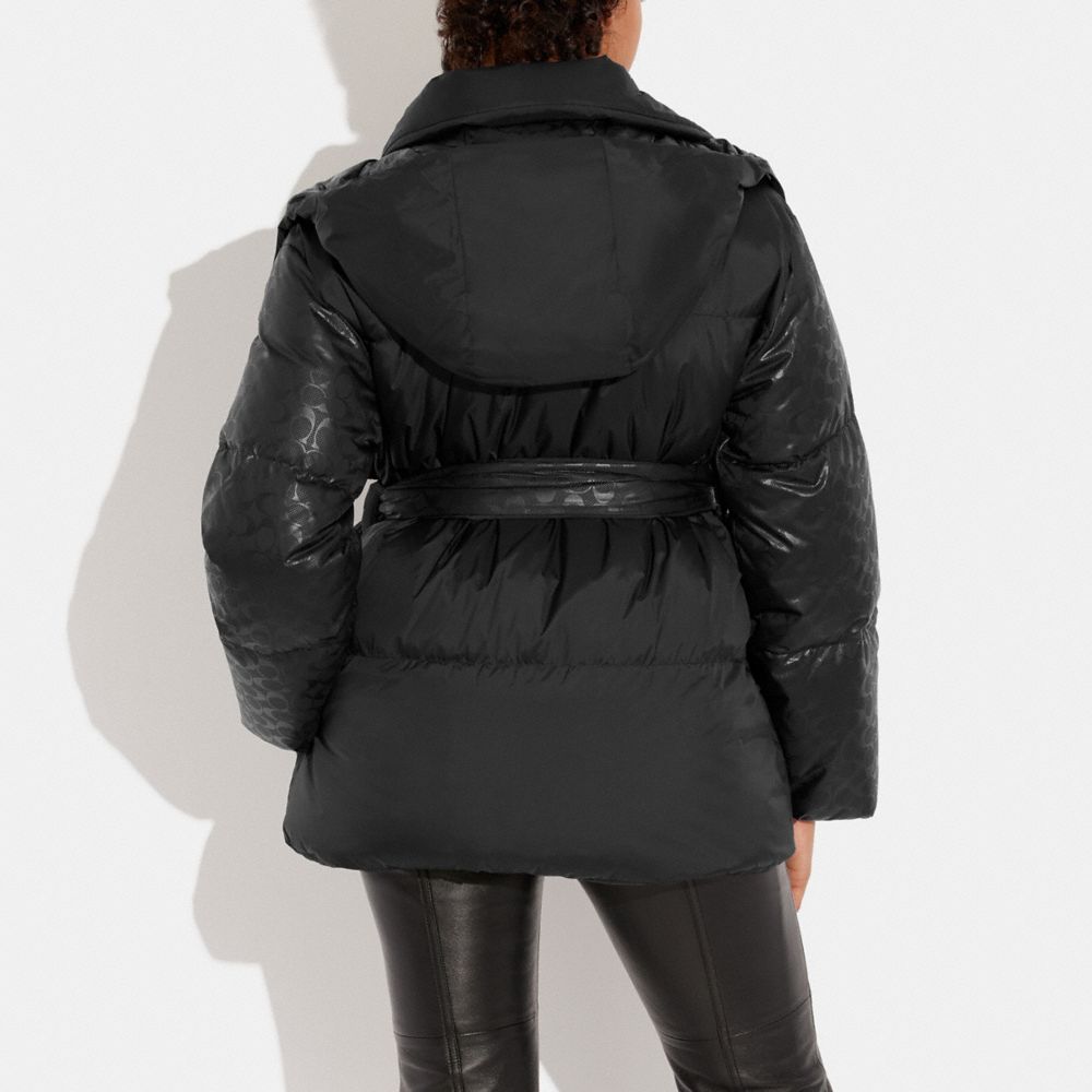 COACH®  Leather Puffer Down Jacket