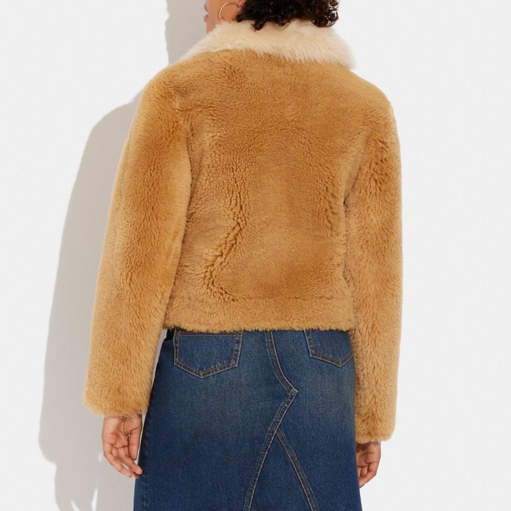 COACH®,SHEARLING BLOUSON,Camel Cream,Scale View