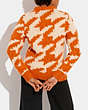 COACH®,HOUNDSTOOTH SWEATER,wool,Orange/Cream,Scale View