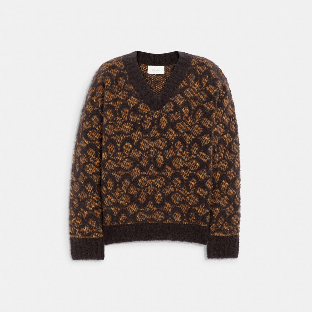 COACH® | Signature V Neck Sweater