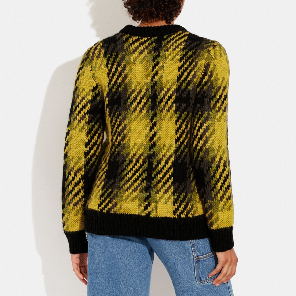 COACH®,PLAID SWEATER,wool,Green,Scale View