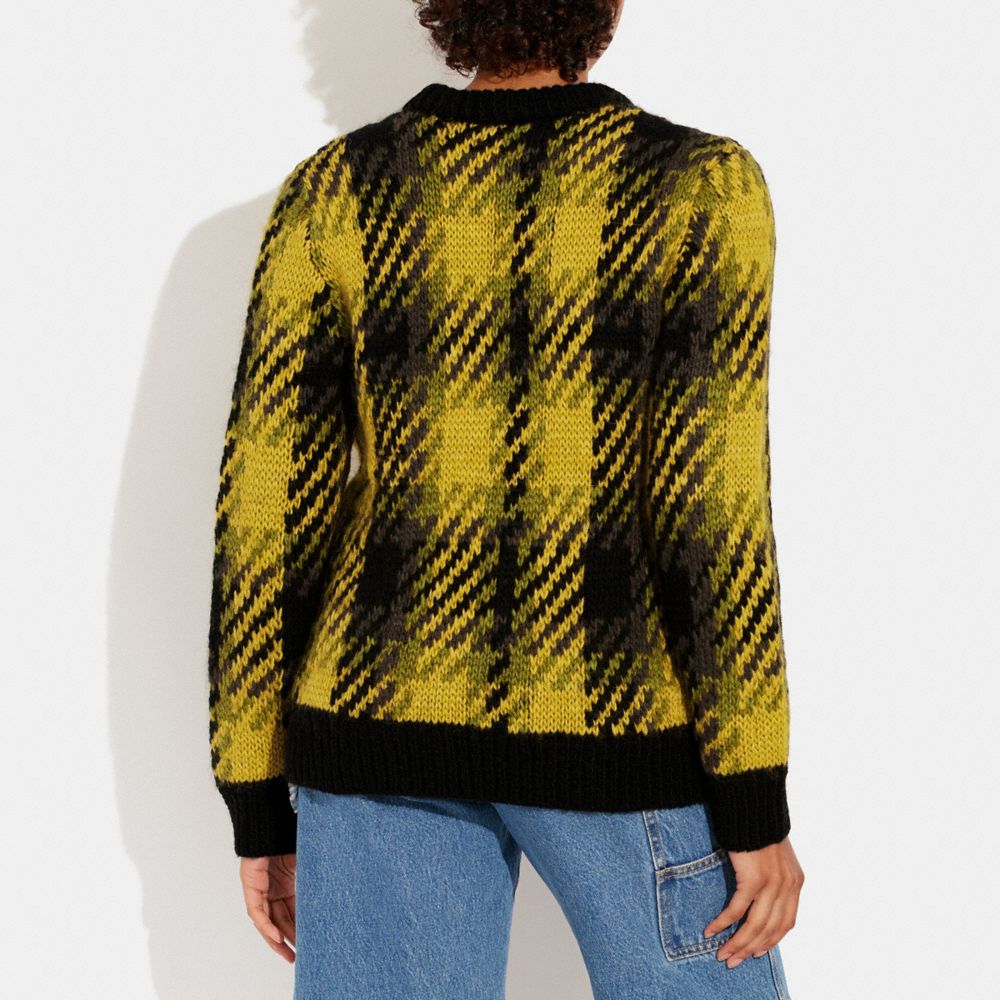 COACH®,Plaid Sweater,,Scale View