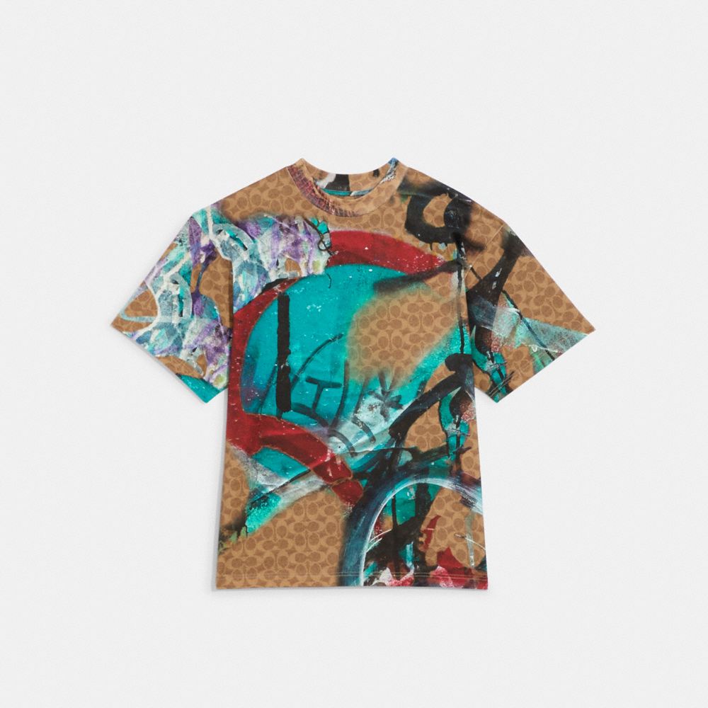 COACH®,COACH X MINT + SERF T-SHIRT IN ORGANIC COTTON,Multi,Front View