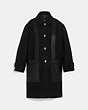 COACH®,WOOL COAT,Polyester/Wool,Black,Front View
