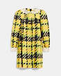 COACH®,PLAID BABYDOLL DRESS,Yellow Multi,Front View