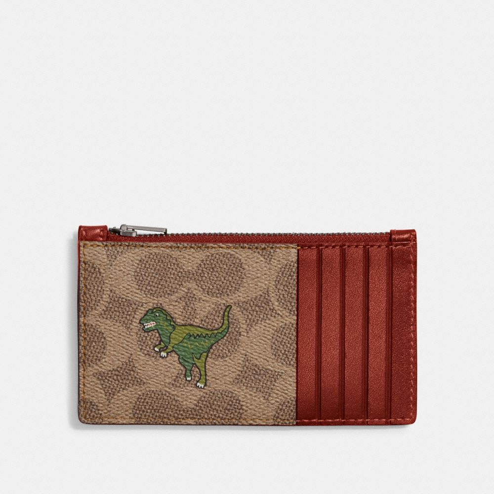 COACH® | Zip Card Case In Signature Canvas With Rexy Print