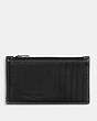 COACH®,ZIP CARD CASE WITH REXY,Polished Pebble Leather,Black,Back View