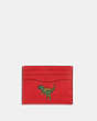 COACH®,CARD CASE WITH REXY,Polished Pebble Leather,Sport Red,Front View