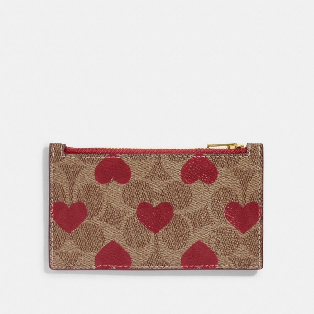 COACH®  Zip Card Case With Heart Cherry Print