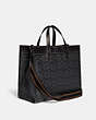 COACH®,FIELD TOTE 40 IN SIGNATURE CANVAS WITH REXY,canvas,X-Large,Rexy,Charcoal,Angle View