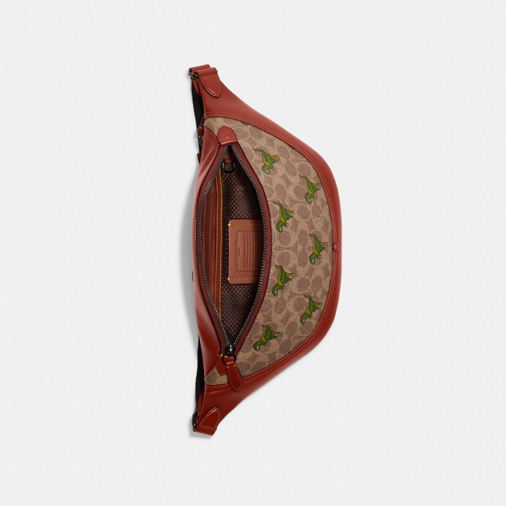 COACH®,League Belt Bag In Signature Canvas With Rexy Print,,Inside View,Top View