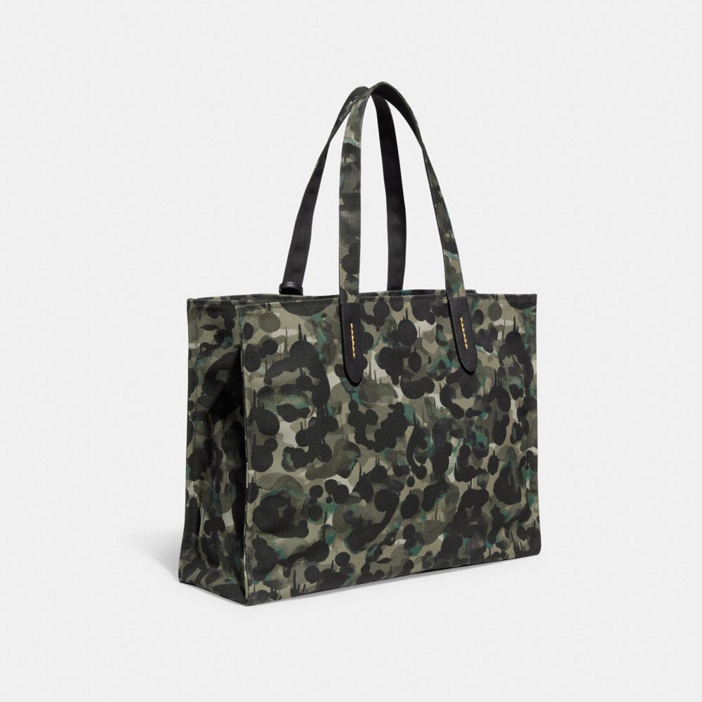 COACH®,100 Percent Recycled Canvas Tote 42 With Camo Print And Rexy,,Angle View