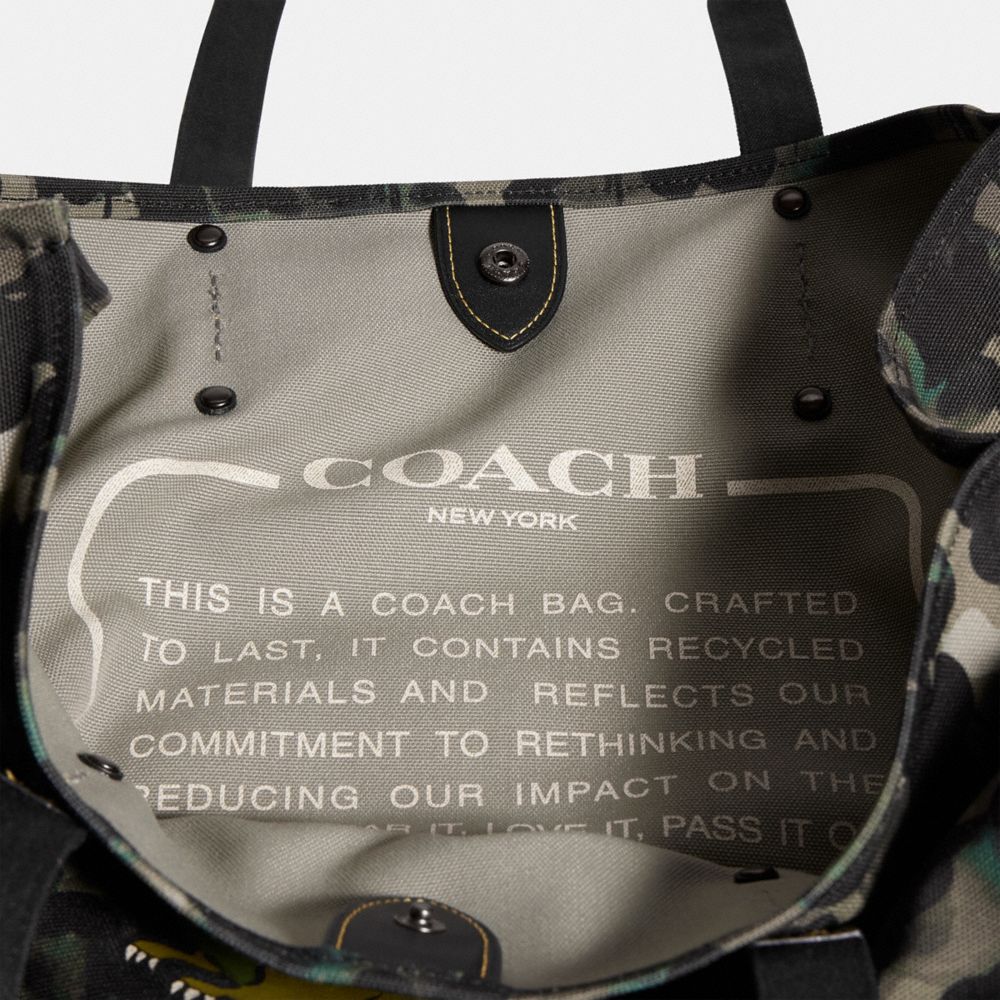 COACH®,100 Percent Recycled Canvas Tote 42 With Camo Print And Rexy,,Closer View