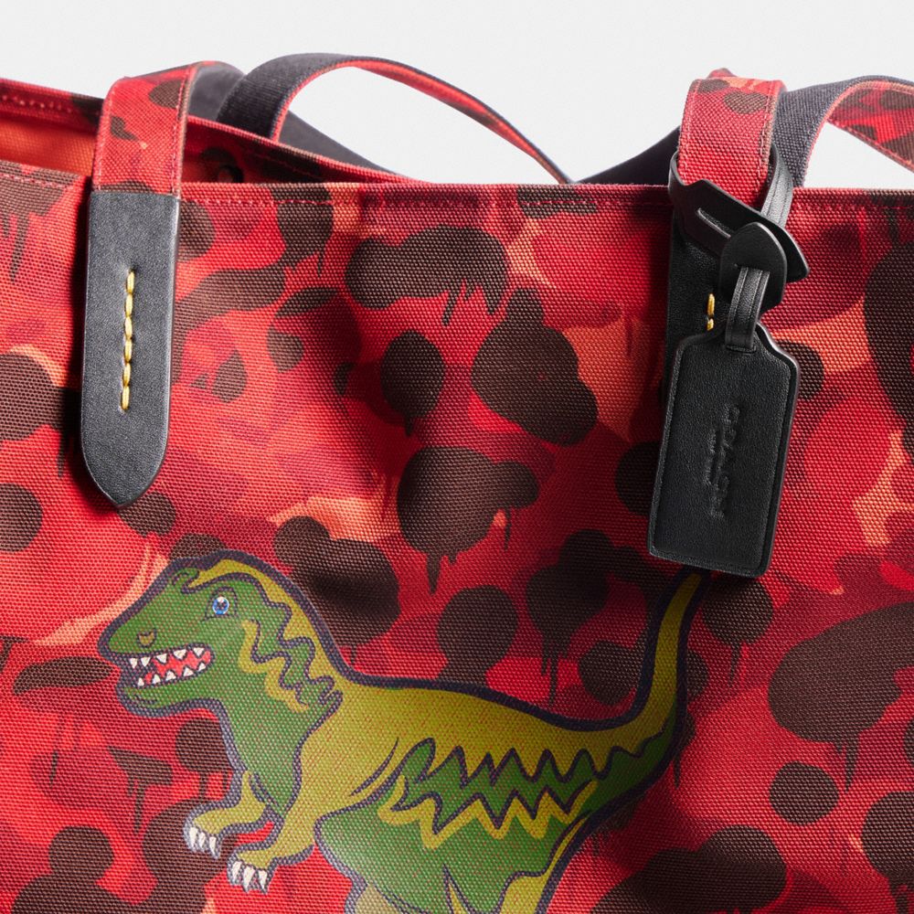 COACH City Tote Signature Canvas Rexy Dinosaur Motif &