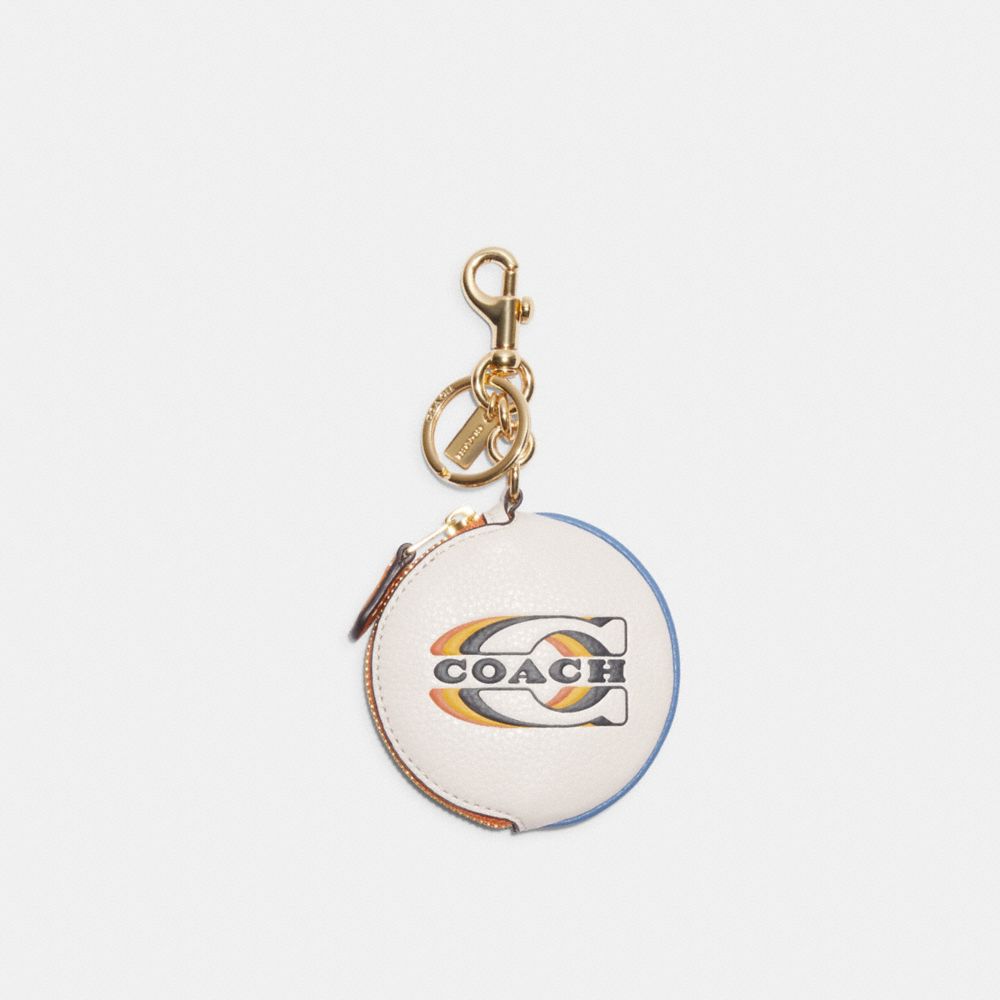 COACH®,CIRCULAR COIN POUCH WITH COACH STAMP,Mini,Gold/Chalk Multi,Front View