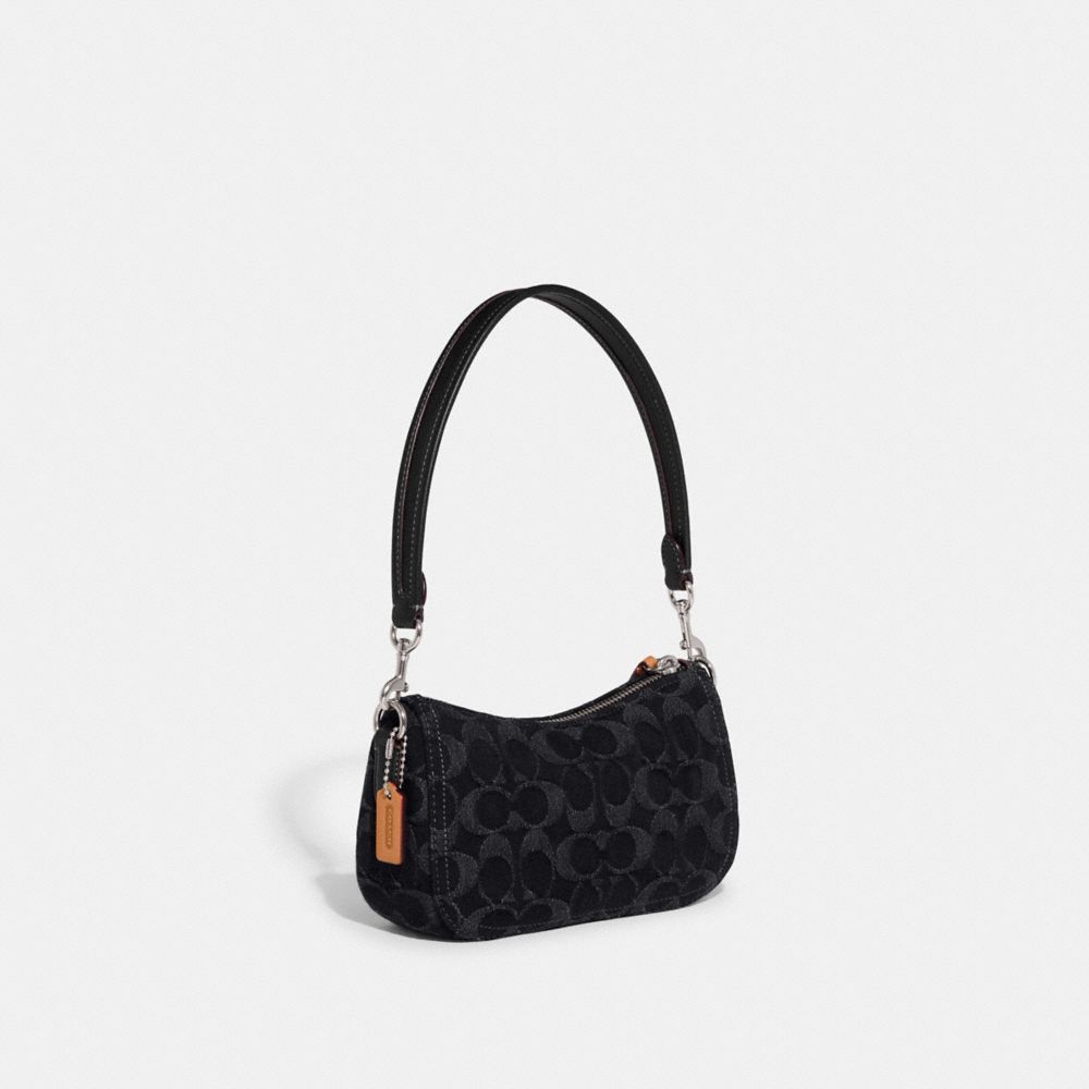 Buy Coach Swinger Monogram Denim Shoulder Bag - Black Denim At 47