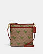 COACH®,KITT MESSENGER CROSSBODY IN SIGNATURE CANVAS WITH REXY PRINT,canvas,Small,Brass/Khaki/Rust,Front View