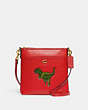 COACH®,KITT MESSENGER CROSSBODY WITH REXY,Polished Pebble Leather,Small,Brass/Sport Red,Front View