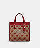 COACH®,FIELD TOTE 22 IN SIGNATURE CANVAS WITH HEART PRINT,canvas,Medium,Brass/Tan Red Apple,Front View